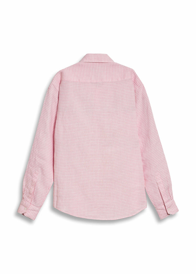 YELLOW MAN CHECKERED LINEN SHIRT IN PINK [UNISEX]