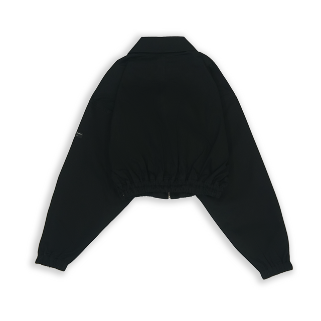 CROPPED UTILITY JACKET IN BLACK WITH BLACK STITCHED