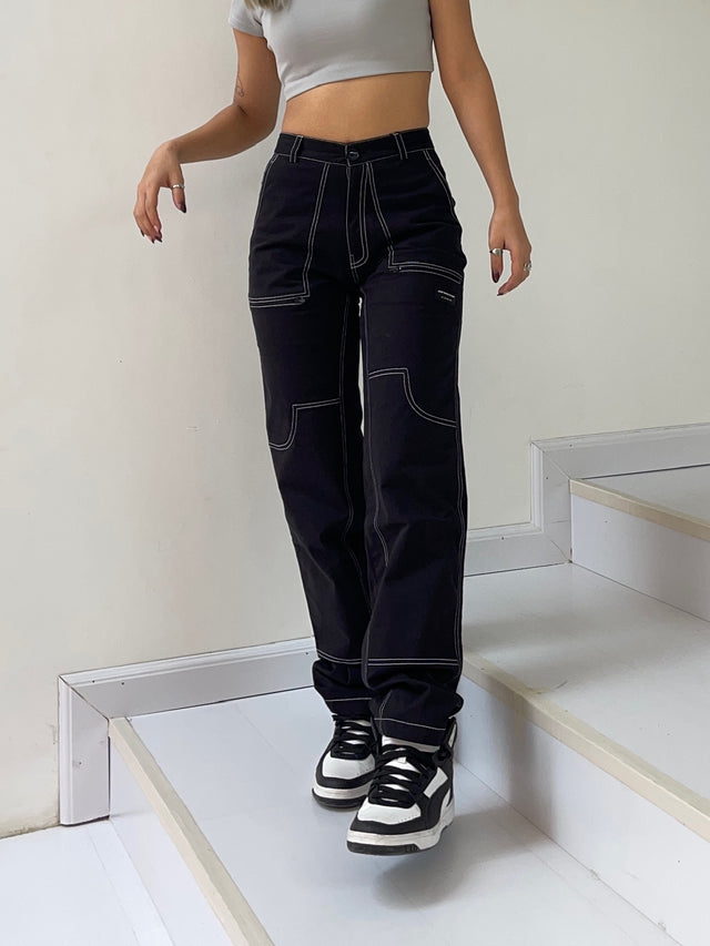 PANELLED PANT IN BLACK [UNISEX]